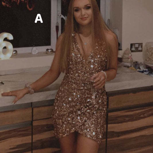 LTP1111,Sexy gold sequin mini homecoming dresses