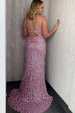 LTP0797,Pink mermaid prom dresses v-neck evening formal gown