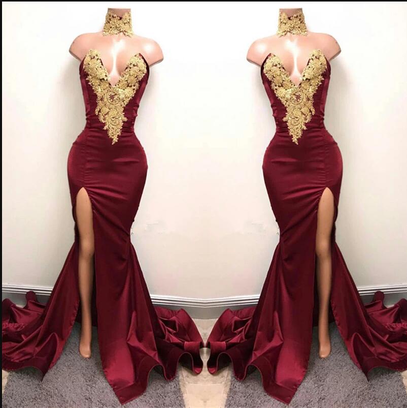 LTP0188,Sexy Prom Dress with Slit Burgundy Evening Dress Special Occasion Dress Dark Red Formal Dress Long Graduation School Party Gown