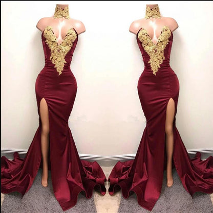 LTP0188,Sexy Prom Dress with Slit Burgundy Evening Dress Special Occasion Dress Dark Red Formal Dress Long Graduation School Party Gown