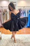 LTP1357,Cute bow black short prom dress black homecoming dress