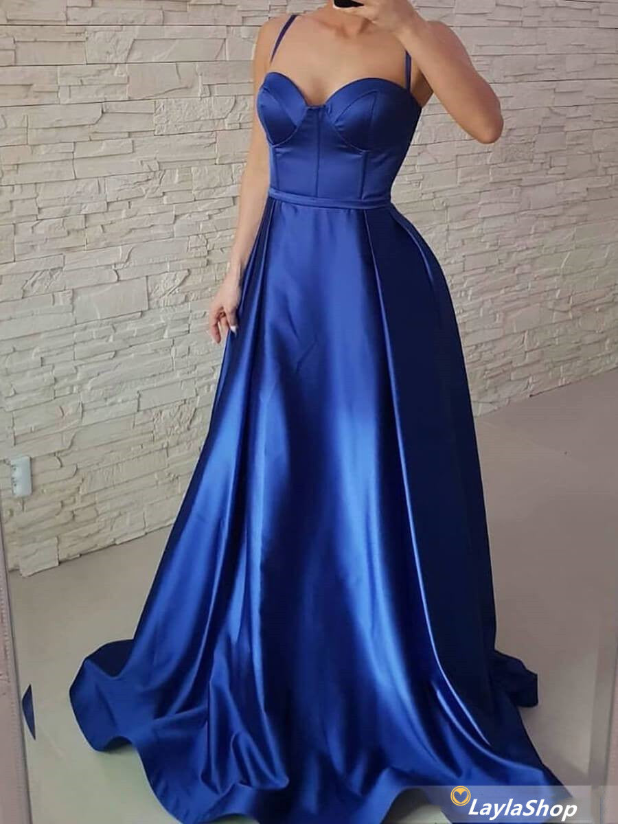 LTP0299,Spaghetti Straps Royal Blue Ball Gown Sweetheart Prom Dresses