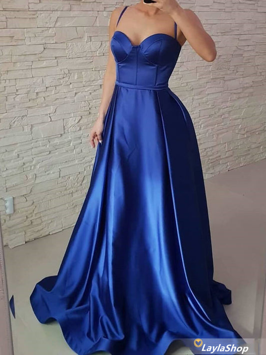 LTP0299,Spaghetti Straps Royal Blue Ball Gown Sweetheart Prom Dresses