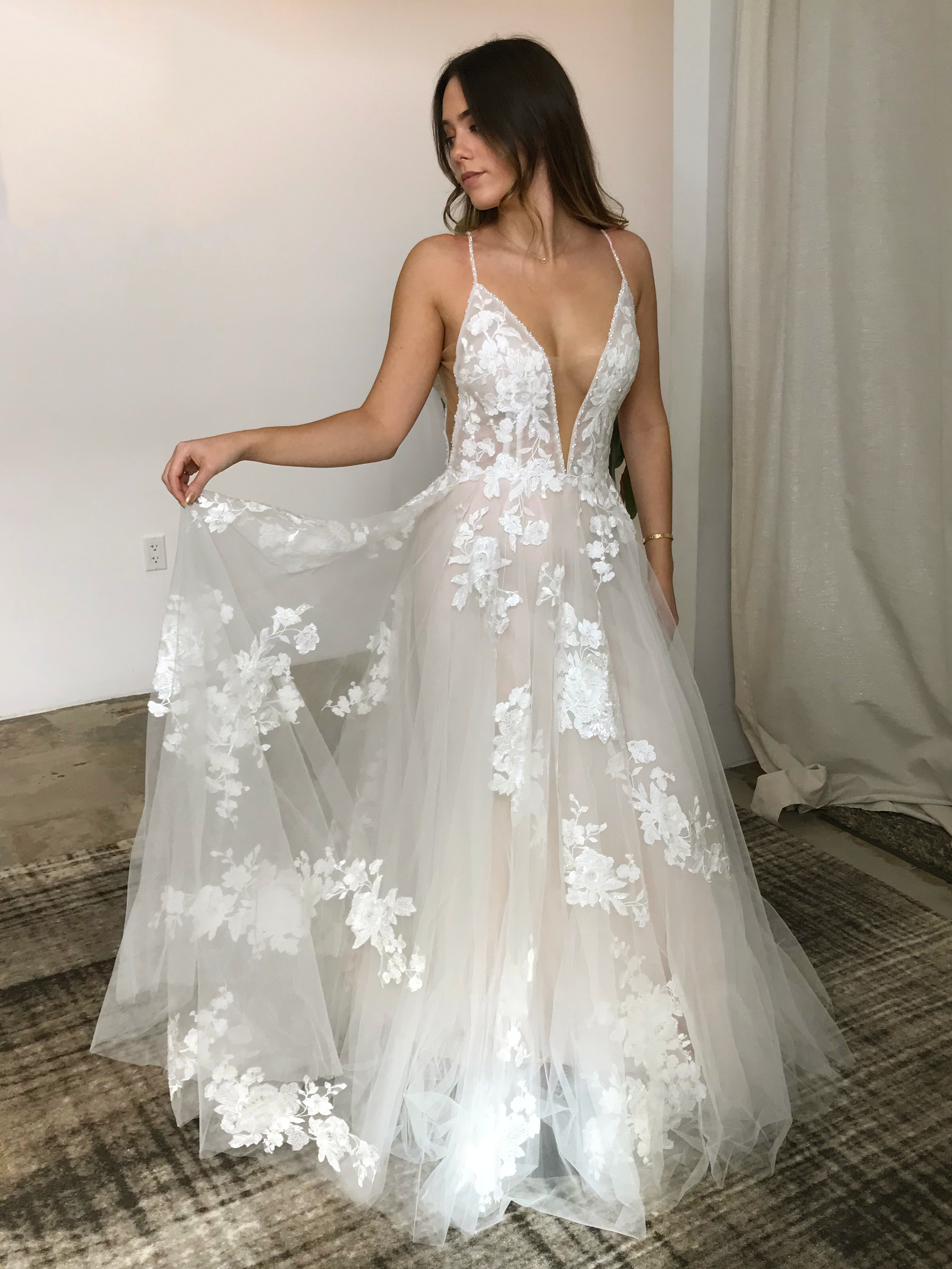 LTP0804,Light champagne lace v-neck sexy wedding dresses