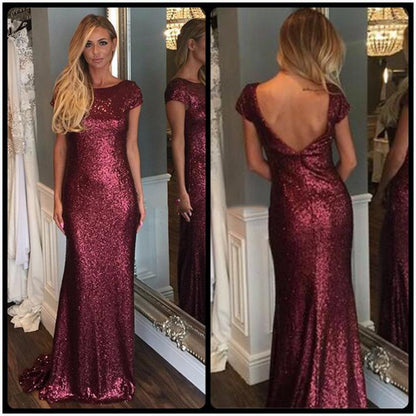 LTP1097,Sexy Sequined Long Backless Prom Dresses, Wedding Party, Bridesmaid Dresses