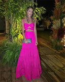 LTP1196,Summer Party Dresses,Open Back Bowknot Prom Dresses,A-Line Hot Pink Prom Evening Gown