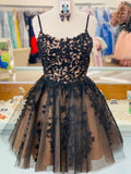 LTP1064,Cute black lace short homecoming dresses mini hoco dress