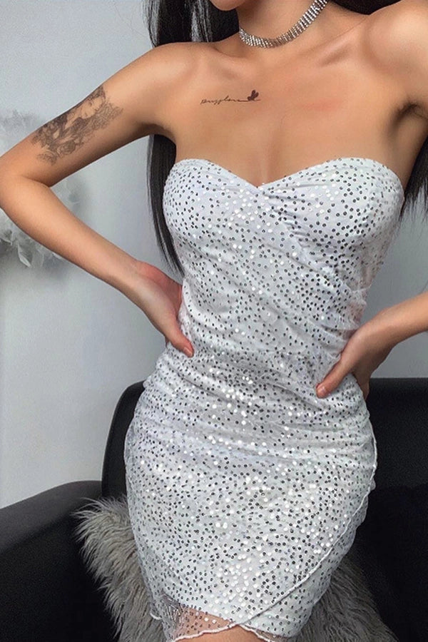 Silver homecoming dresses bodycon sequin homecoming dresses tight party gown