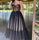 LTP1043,Black A-Line Prom Dresses Ankle Length Evening Formal Gown