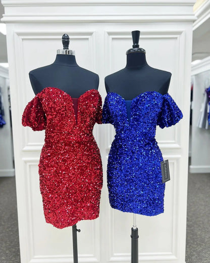 LTP1475,Sparkle off the shoulder homecoming dresses tight