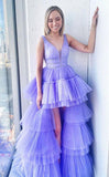 LTP0143,Lilac tulle prom dress layers prom dress evening dress long