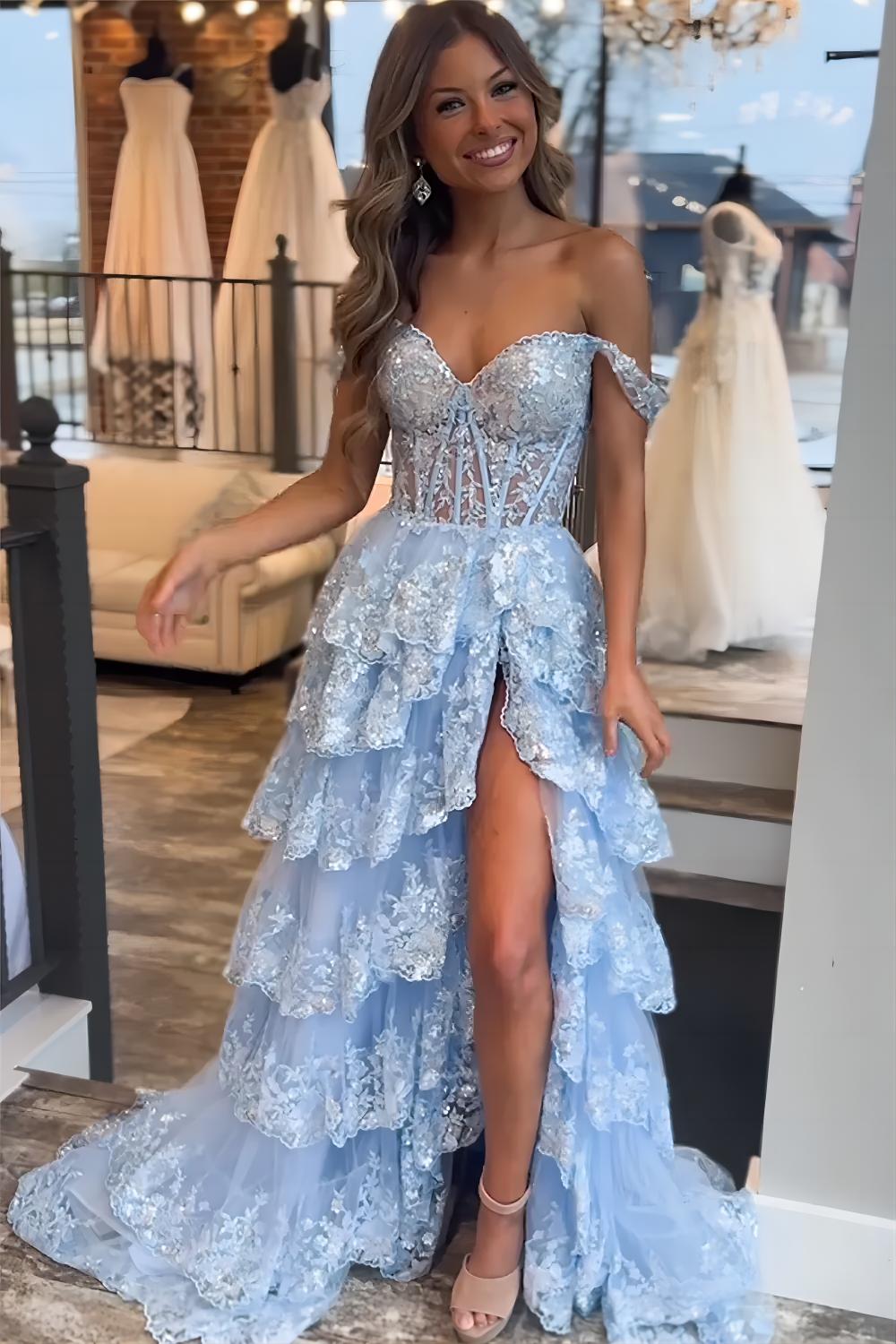lace tight prom dresses tight prom dresses black Black Lace Applique High Slit Criss Cross Back Mermaid Prom Dress, Black /