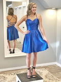 LTP0304,Halter Blue Homecoming Dresses Sweetheart Mini Prom Dress
