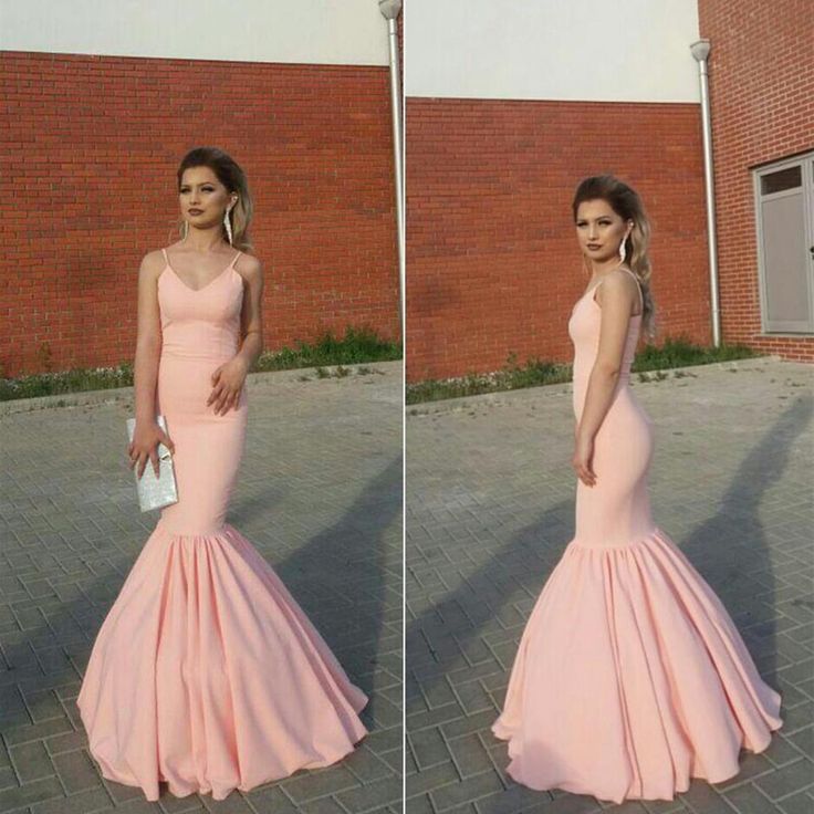LTP0888,Light pink mermaid satin long prom evening dress