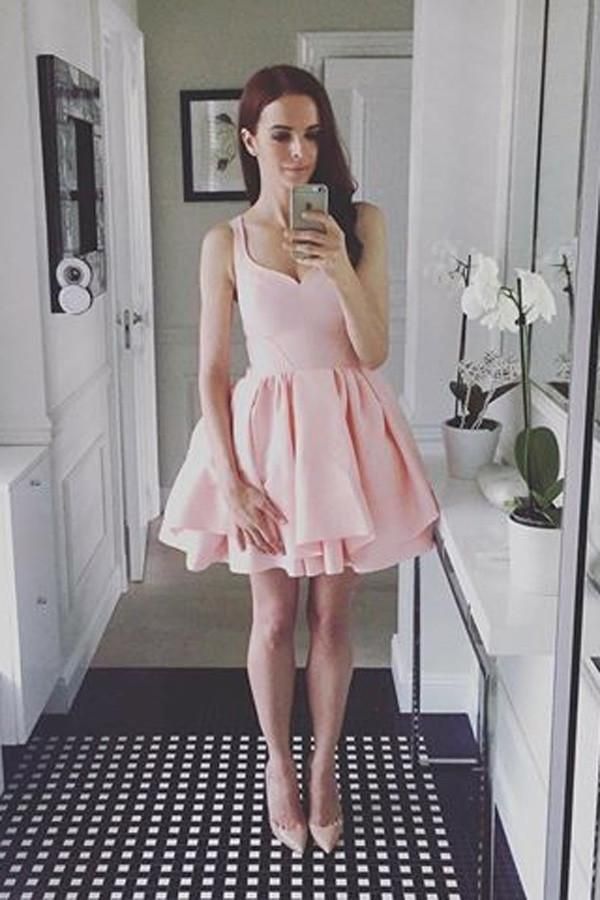 LTP1562,Light pink satin homecoming dresses,cute homecoming dress Laylatailor Shop LTP1562,Light pink satin homecoming dresses,cute homecoming dress Laylatailor Shop