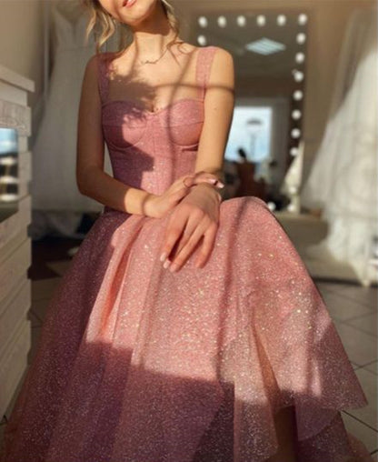 LTP0595,Pink glitter prom dresses sweetheart corset formal party gown