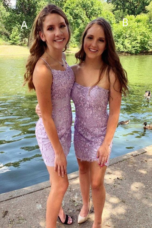 LTP1413,Lilac applique tight homecoming dresses bodycon cocktail dresses