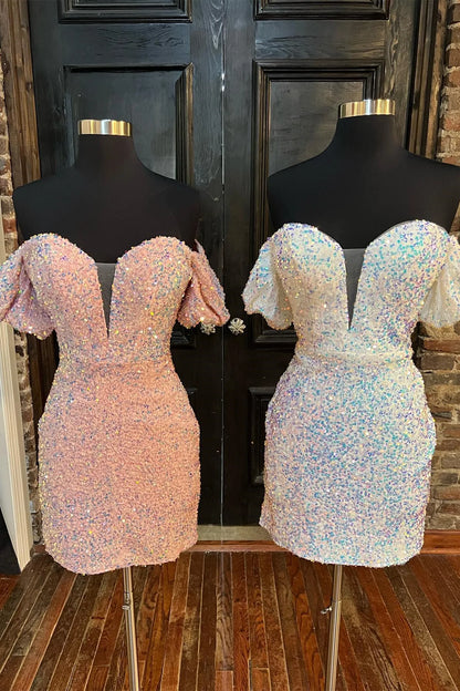LTP1408,Off the shoulder sequin homecoming dresses bodycon cocktail dress