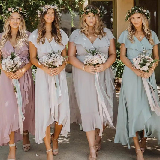 LTP1088,Chiffon bridesmaid dresses ruffle long bridesmaid dress
