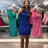 LTP1075,Sexy one shoulder sequin homecoming dresses