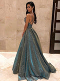LTP0202,Crisscross Strap Shiny Long Prom Dresses A-Line Sparkle Formal Dress