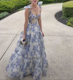 LTP1227,Special Floral Pattern Chiffon A-Line Prom Evening Dresses