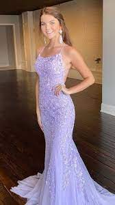 LTP0901,Lavender prom dress applique mermaid evening dresses tulle prom dresses