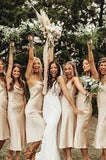 LTP1086,Light champagne silk satin bridesmaid dresses soft midi dress wedding party dresses