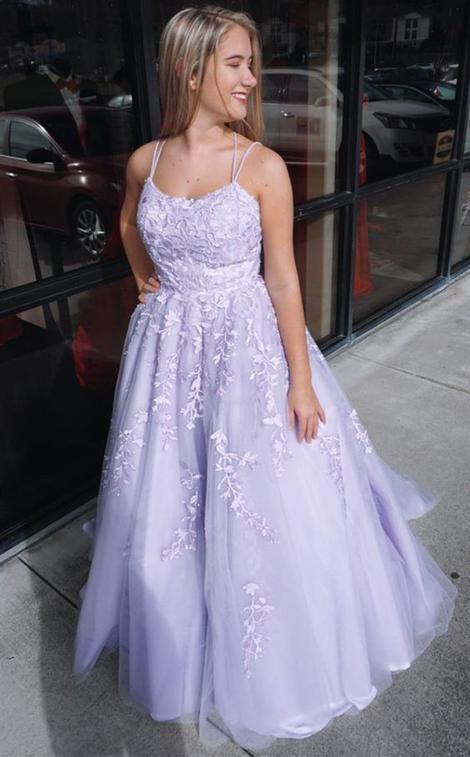 LTP0924,Purple lace long A line prom dress evening dress