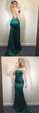 LTP0692,Green prom dress satin mermaid cross back long evening dress