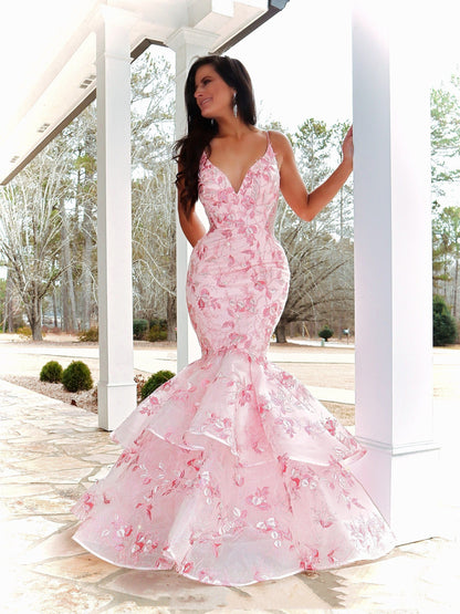 LTP0777,Light pink embroidery prom dresses trumpet long evening formal gown