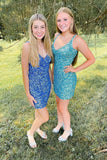 LTP0185,Sparkle Homecoming Dresses V-Neck Mini Prom Dresses