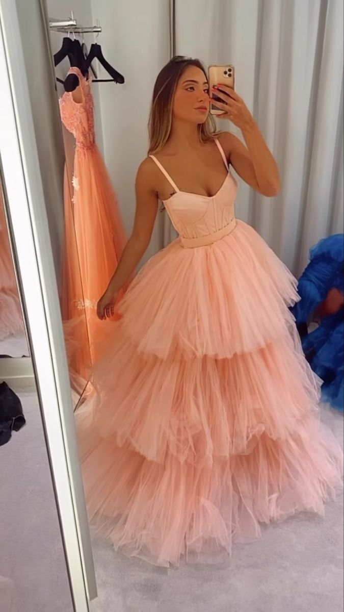 LTP1211,Charming Blush Pink Tulle Prom Dresses,Layers Prom Ball Gown