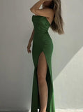 LTP0945,Black Prom Dresses Sexy Prom Dress Spaghetti Straps Pleated Party Dress with Side Slit