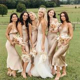 LTP1085,Sexy champagne silk satin bridesmaid dresses