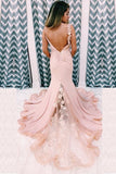 LTP0776,Mermaid pink evening dresses trumpet satin prom dress