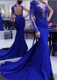 LTP0017,Royal blue one shoulder luxury beading prom dress,long evening dress mermaid party gown