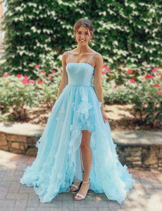 LTP0965,Princess spaghetti straps floral split prom evening dresses long formal gown