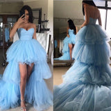 LTP1387,Cute Light Blue Tulle High Low Homecoming Prom Dresses