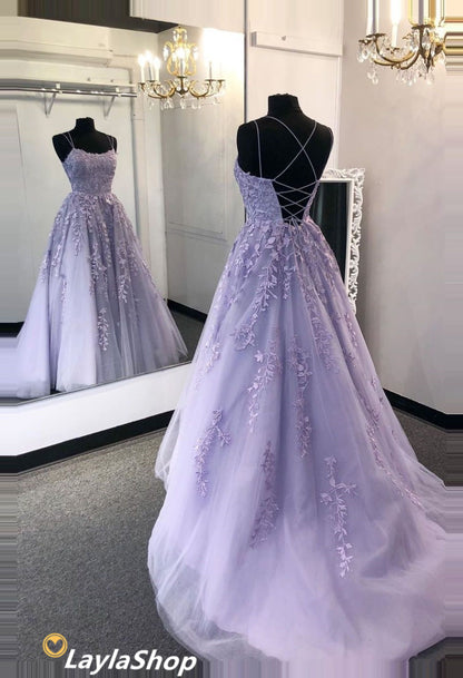 LTP0062,Backless Purple Lace Prom Dress with Train, Open Back Long Purple Lace Formal Evening Dresses