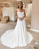 LTP0395,Ivory spaghetti straps a-line long wedding dresses