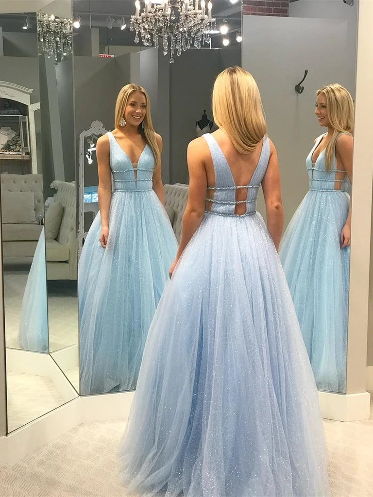 LTP0381,Light blue prom dresses sparkle long prom dress evening gown