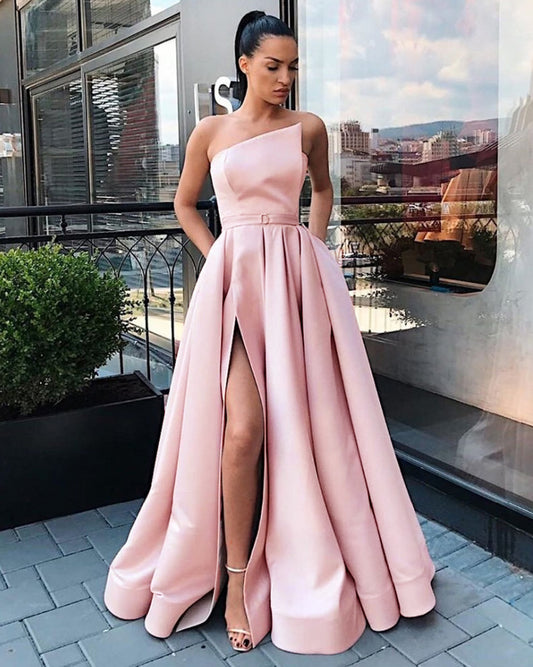 LTP1595,Charming satin a-line prom evening dresses long formal gown