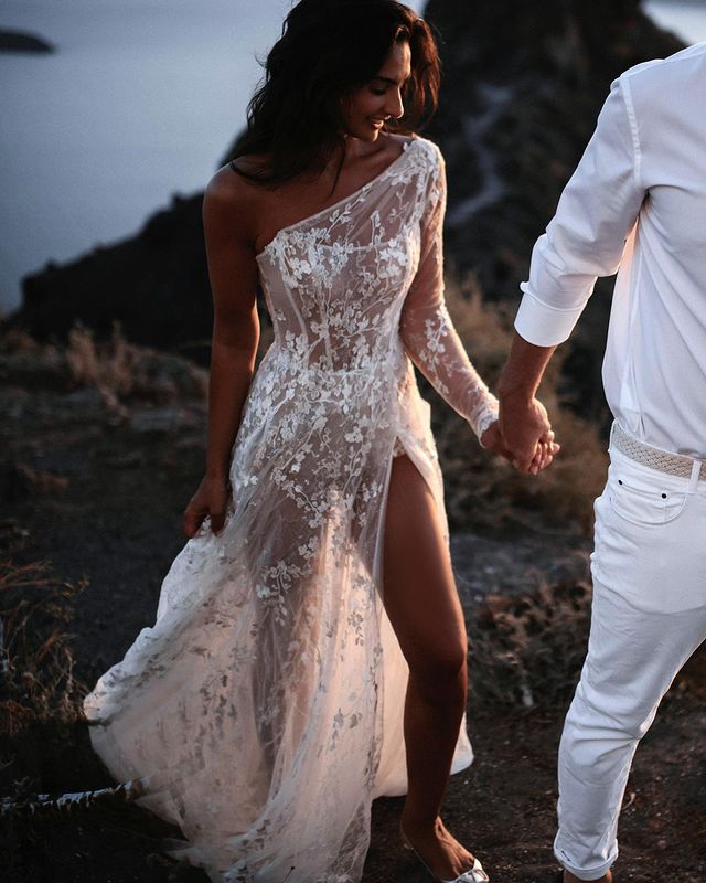 one strap beach wedding dresses 17 One-Shoulder Wedding Dresses for Every Type of Bride