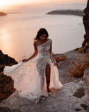 LTP1205,Cute One Shoulder White Lace Beach Wedding Dresses,White Bridal Wedding Gown