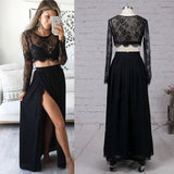 LTP1094,Sexy black two pieces lace prom dresses black chiffon evening dress