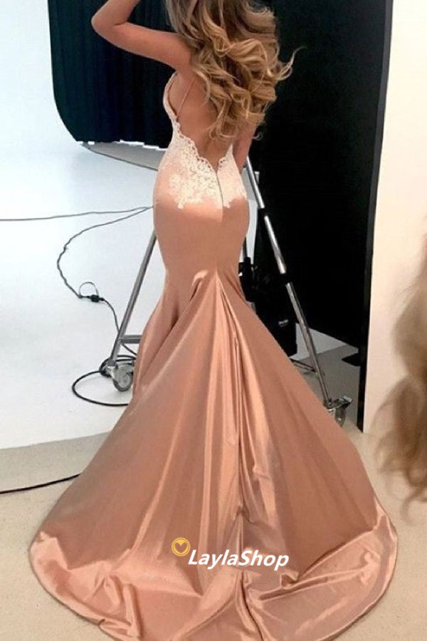 LTP0096,Sexy Rose Gold Mermaid Long Evening Prom Dresses, Cheap Custom Party Prom Dresses