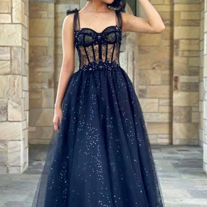 LTP0027,Dark green lace ball gown,tie bowknot straps long prom dress