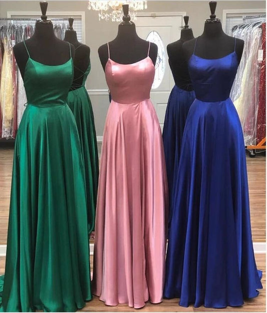 LTP0211,Simple cross back long prom dress satin evening dresses formal gown