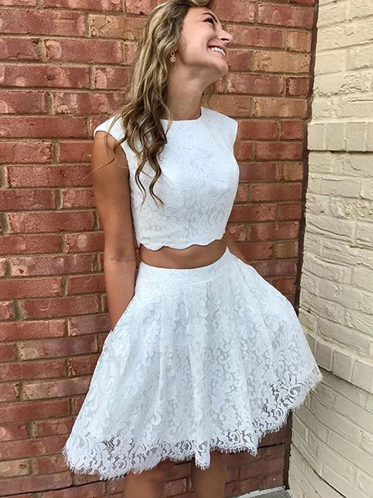 LTP1374,Scoop A-Line/Princess Sleeveless Lace Lace Short/Mini Homecoming Dresses